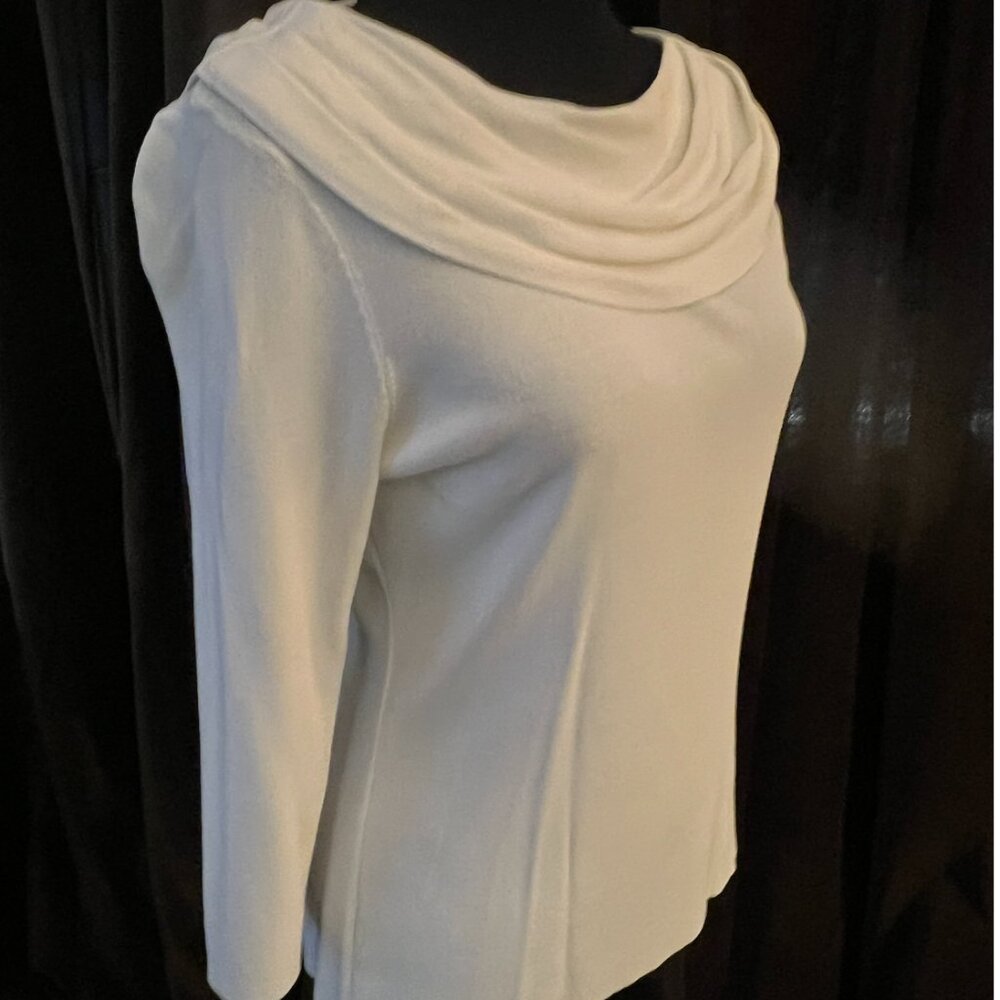 Jones New York Signature Cowl Neck Lightweight Rayon Sweater Ivory M